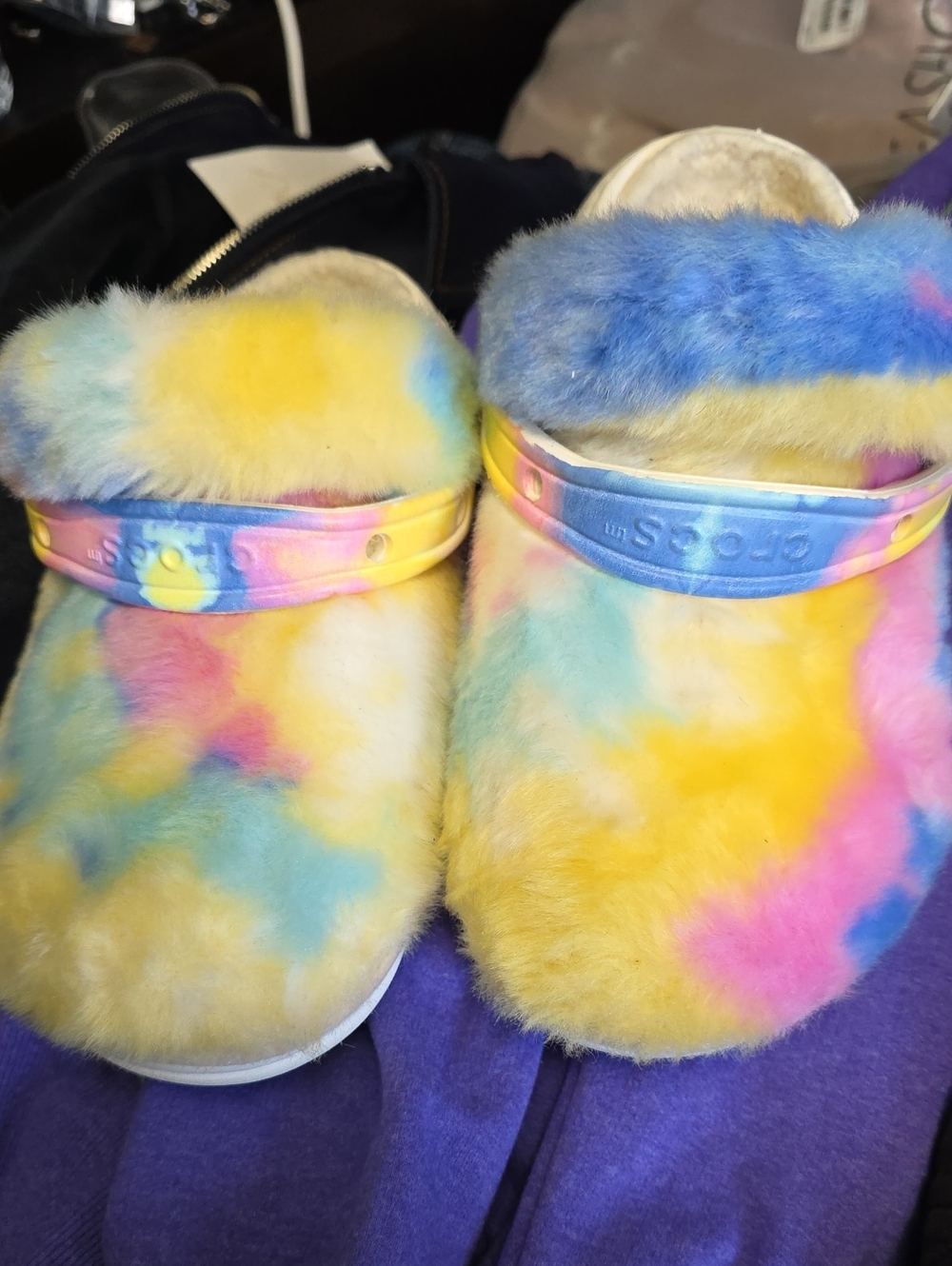 Tie-Dye Fuzzy Clog Slides - Multicolor